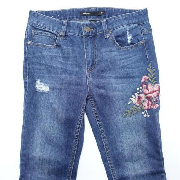 Harper Jeans Women's 29 Blue Denim Floral Stretch 5-Pockets Embroidered Skinny‎ - Picture 3 of 8